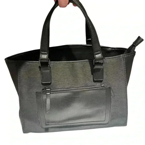Loume structured tote bag crossbody zip closure easy clean black - Picture 1 of 12
